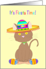 Happy Cinco de Mayo Kitten Wearing Sombrero Sitting by Maracas card