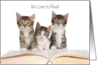 Trio of Kittens Who Love to Read Welcome to Our Book Club card