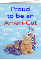 Patriotic cat Proud to be an American card