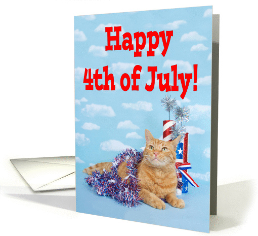 Patriotic Tabby Cat Happy 4th of July card (1438598)