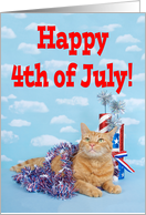 Patriotic Tabby Cat Happy 4th of July card