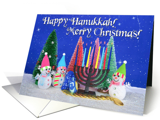 Merry Christmas Happy Hanukkah multi faith seasons greetings card