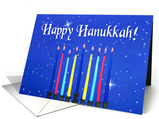 Happy Hanukkah burning menorah card (1458092)