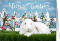 Albino lop eared bunny Hoppy Easter card