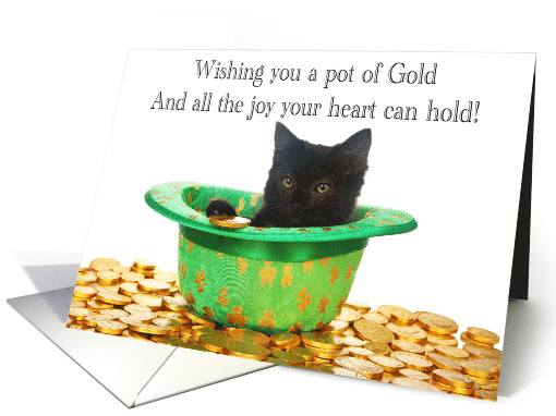 Black leprechaun kitten Happy Saint Patrick's Day card (1496160)