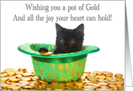 Black leprechaun kitten Happy Saint Patrick’s Day card