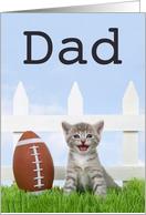 Tiny football kitten Happy Father’s Day Dad card