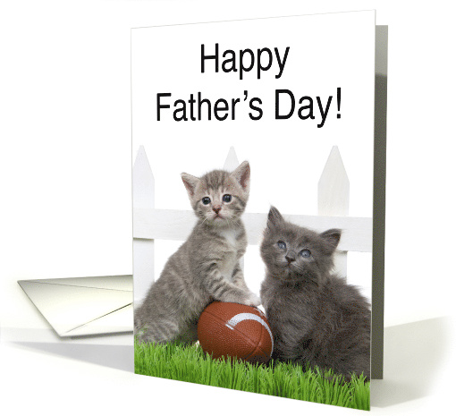 Duo of football fan baby kittens Happy Father's Day card (1529160)