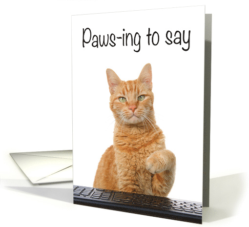 Computer Savvy Tabby Cat Happy Father's Day card (1565566)