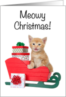 Kitten in Santa’s Sleigh Merry Christmas card