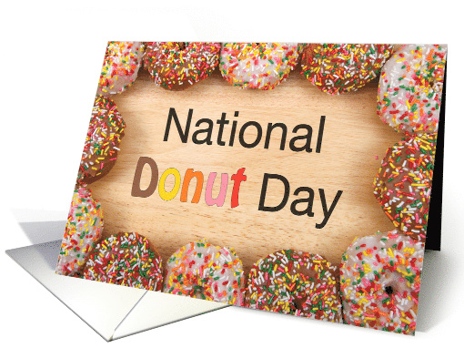 Border of Candy Sprinkled Donuts National Donut Day card (1606196)