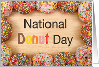 Border of Candy Sprinkled Donuts National Donut Day card