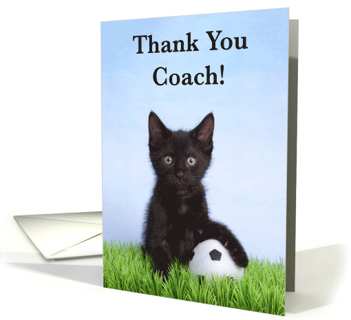 Kitten Thank You Soccer Coach card (1622844)