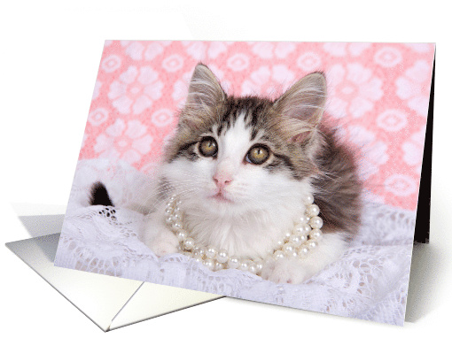 Kitten in Pearls and Lace Happy Mother's Day card (1644384)