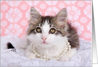 Kitten in Pearls and Lace Happy Mother’s Day card