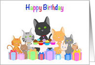 Happy Birthday From All of Us Kittens with Cupcakes and Presents card