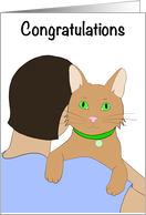 Congratulations on Your Pet Cat Rescue Adoption Dark Hair with Ginger Cat card