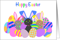 Hoppy Easter Kittens Wearing Bunny Ears Surrounded by Colorful Eggs card