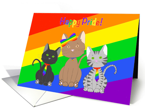 Happy Pride Kittens Wearing Rainbow Pride Ties and Bow card (1670382)