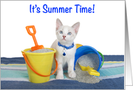 Diluted Siamese Kitten with Sand Buckets Happy Summer Time card