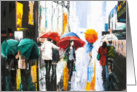 New York Shopping in the Rain impressionistic painting card