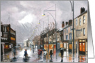 Oil painting of Wet Weather in Town card