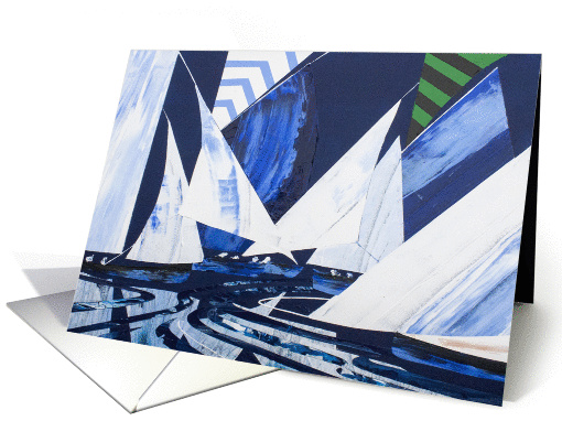 Sailing a Nautical Themed Abstract Painting card (1441390)