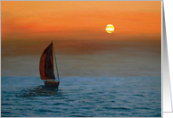 Orange Sunset Sail on the Ocean card