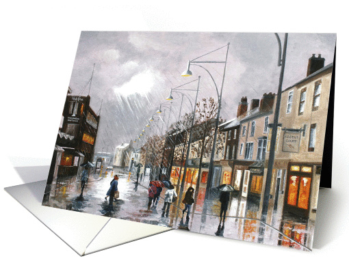 Oil painting of Wet Weather in Town card (1443272)