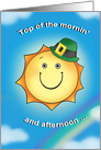 Big Sun with a St. Patrick’s Day Hat, saying Top of the mornin’ card
