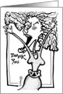 Thank You Woman Dress Arms Raised Singing in Pen and Ink card