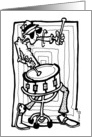 Drummer Glasses Hat Cool Birthday in Pen and Ink card