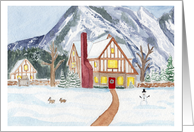 Cozy Cottage in a Snowy Landscape card