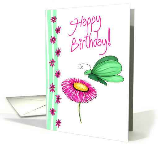 Cheery Butterfly And Flower Birthday card (1449906)