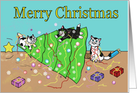Kittens Decorating the Christmas Tree card