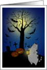 Cute Halloween Kitty in a Graveyard card