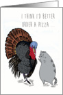 Thanksgiving - Cute Kitty and Evil Turkey card