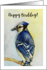 Happy Birthday - Bird Watercolor Painting & Happy BirdDay Pun card