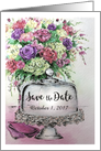 Save the Date for Wedding - Watercolor Flowers & Cake Stand card