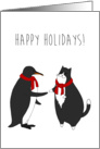 Happy Holidays - Generic Holiday Season Wishes Penguin & Kitty card