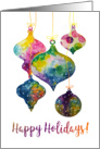 Happy Holidays - Watercolor Christmas Tree Ornaments card