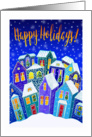 Happy Holidays - Winter Town with Christmas Decorations card