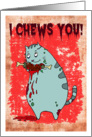 Valentine’s Day Pun - I Chews You Zombie Kitty card