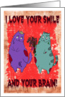 Valentine’s Day - I Love Your Smile & Your Brain Zombie Kitty card