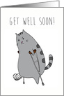 Get Well / Feel Better - Cute Kitty with a Broken Leg (Paw?) in a Cast card