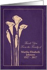 Thank You for Your Sympathy Bereavement Calla Lilies Custom Front card