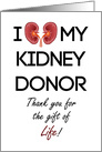 Thank You Organ Donor Kidney Gift of Life Minimalist card