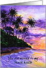 You Are Invited to My Beach House Tropical Coast Sunset Watercolor Art card