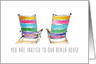 You Are Invited to Our Beach House Minimalist Chairs Watercolor Art card