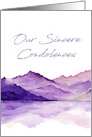 Condolences Sympathy Bereavement Purple Mountains Watercolor Art card